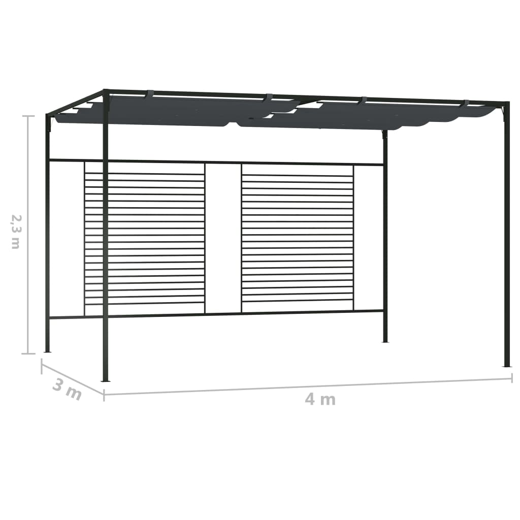 Gazebo con Tetto Retrattile 4x3x2,3 m Antracite 180 g/m² | homemem39