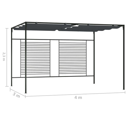 Gazebo con Tetto Retrattile 4x3x2,3 m Antracite 180 g/m² | homemem39