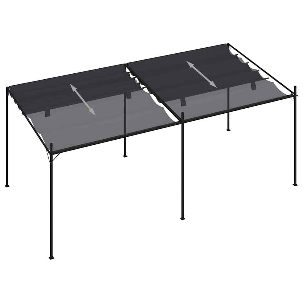 Gazebo con Tetto Retrattile 600x300x233 cm Antracite