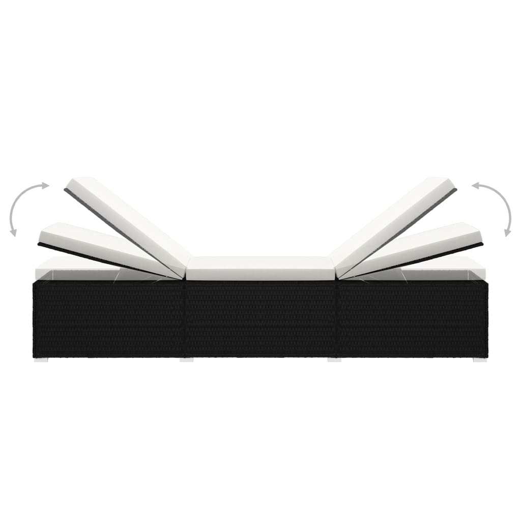 Lettini Prendisole con Tavolino 3 pz in Polyrattan Nero - homemem39