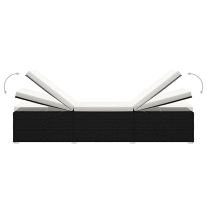 Lettini Prendisole con Tavolino 3 pz in Polyrattan Nero - homemem39