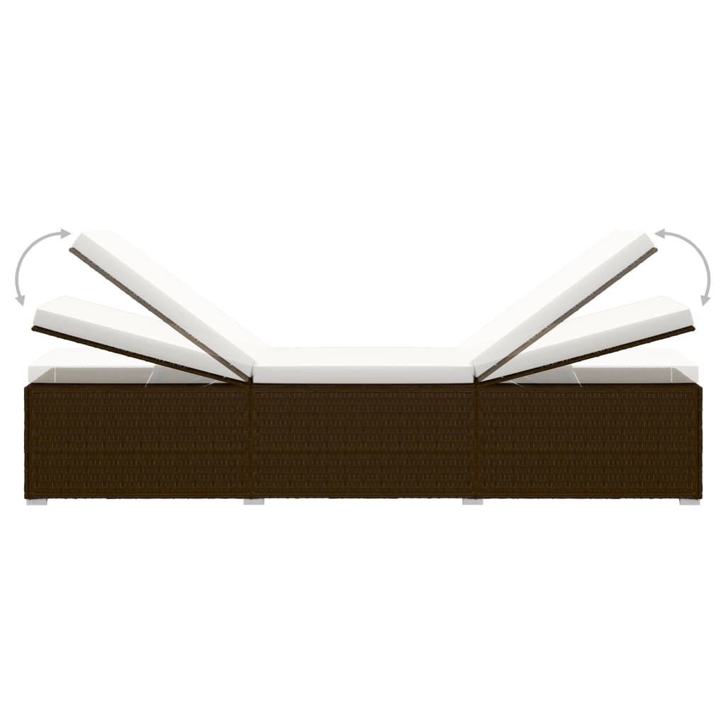 Lettini Prendisole con Tavolino 3 pz in Polyrattan Marrone - homemem39