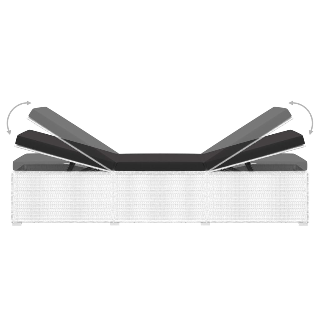 Lettini Prendisole con Tavolino 3 pz in Polyrattan Bianco - homemem39