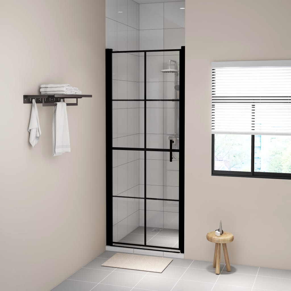 Porte per Doccia in Vetro Temperato 81x195 cm Nere - homemem39