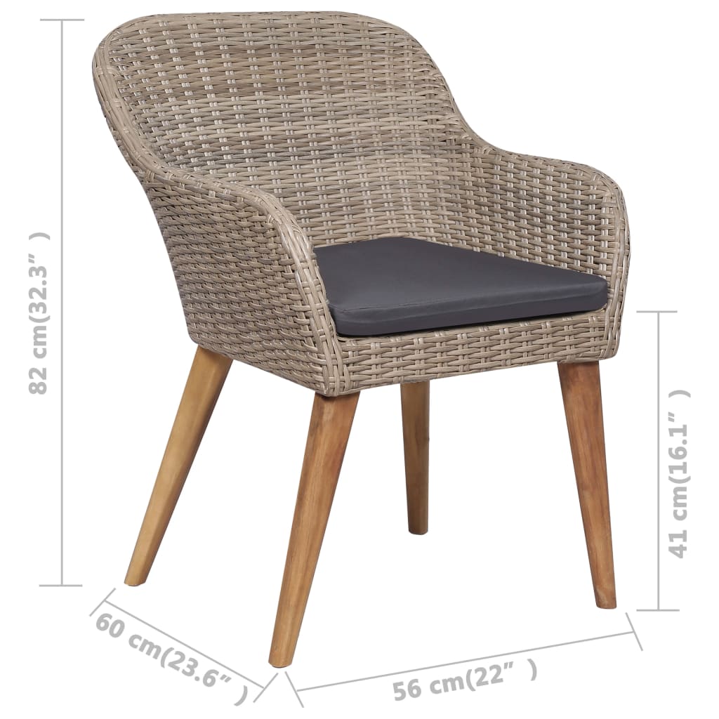 Set da Pranzo da Giardino 7 pz con Cuscini in Polyrattan - homemem39