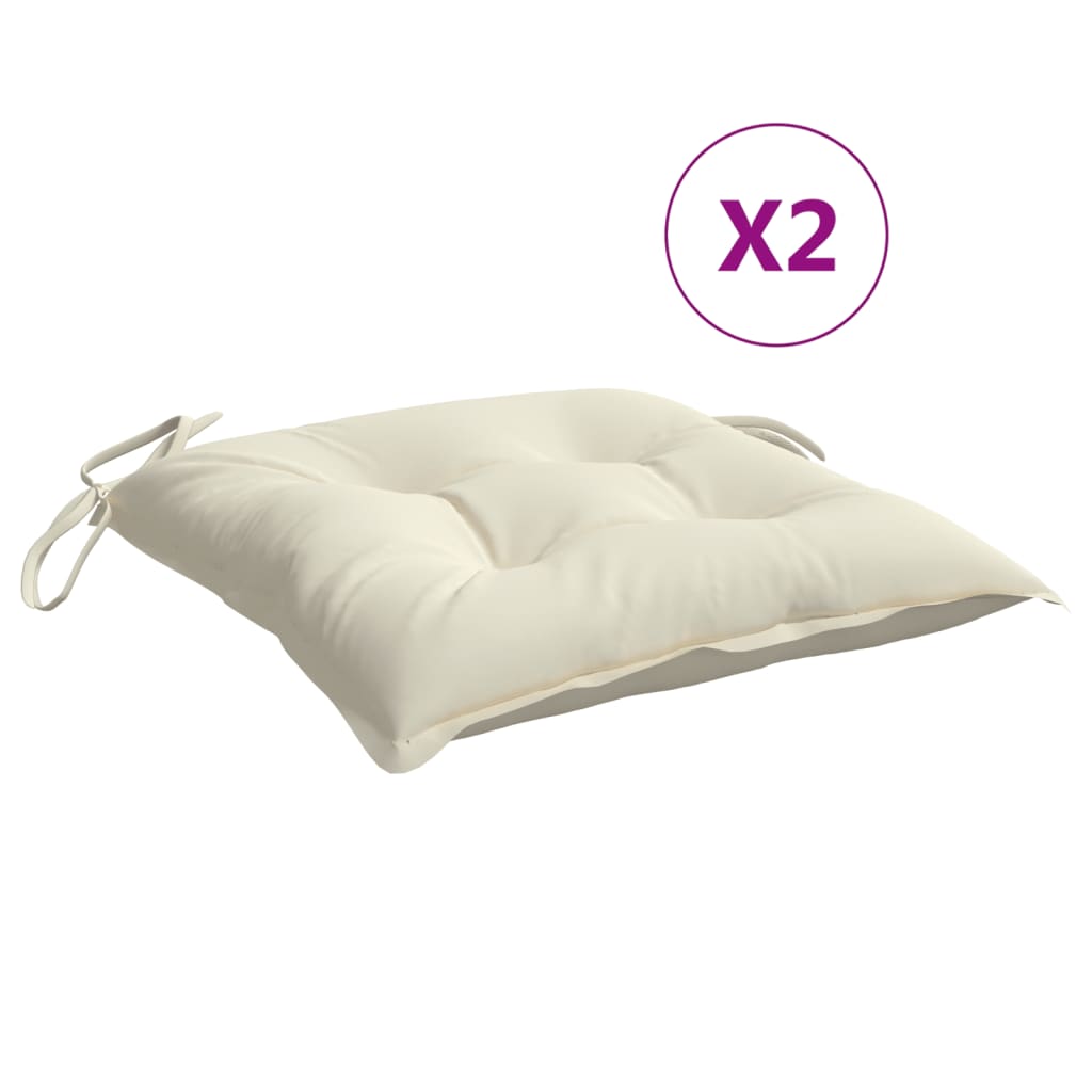 Cuscini per Sedia 2 pz Bianco Crema 50x50x7cm in Tessuto Oxford | homemem39