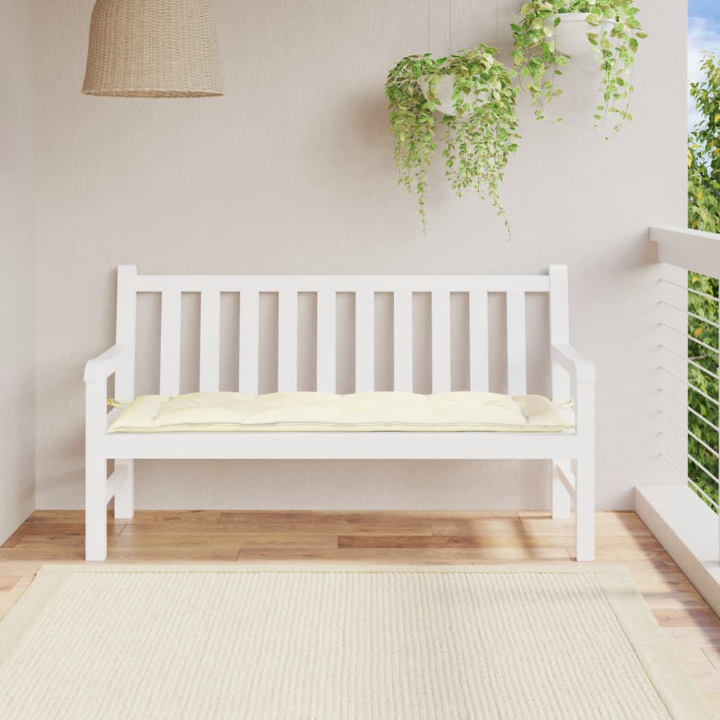 Cuscino per Panca Bianco Crema 150x50x7 cm in Tessuto Oxford - homemem39