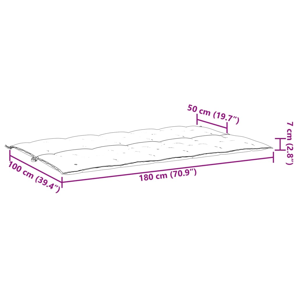 Cuscino per Panca Antracite 180x(50+50)x7 cm in Tessuto Oxford - homemem39