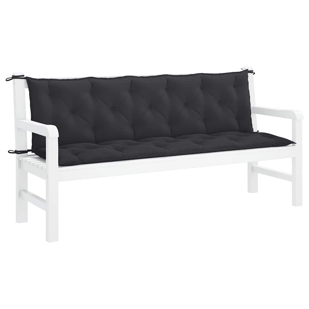Cuscino per Panca Nero 180x(50+50)x7 cm in Tessuto Oxford