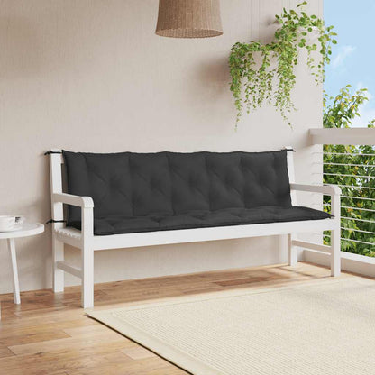 Cuscino per Panca Nero 180x(50+50)x7 cm in Tessuto Oxford