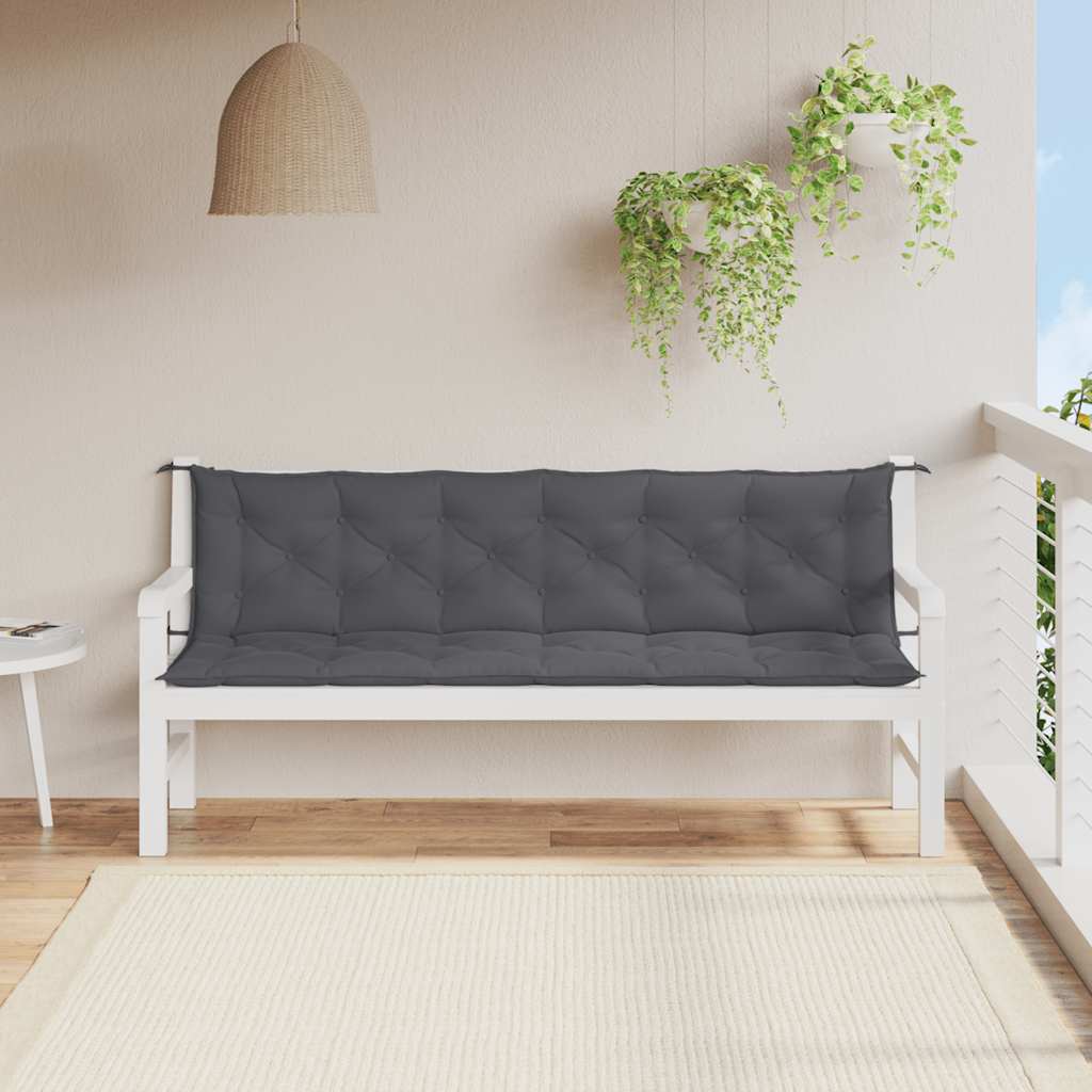Cuscino per Panca Antracite 200x(50+50)x7 cm in Tessuto Oxford
