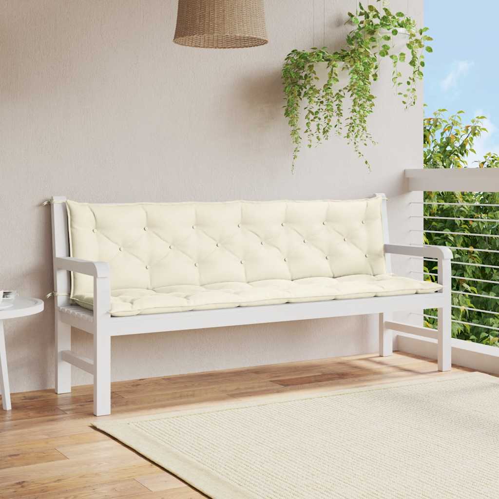 Cuscini Panca Giardino 2pz Bianco Crema 200x50x7 Tessuto Oxford | homemem39