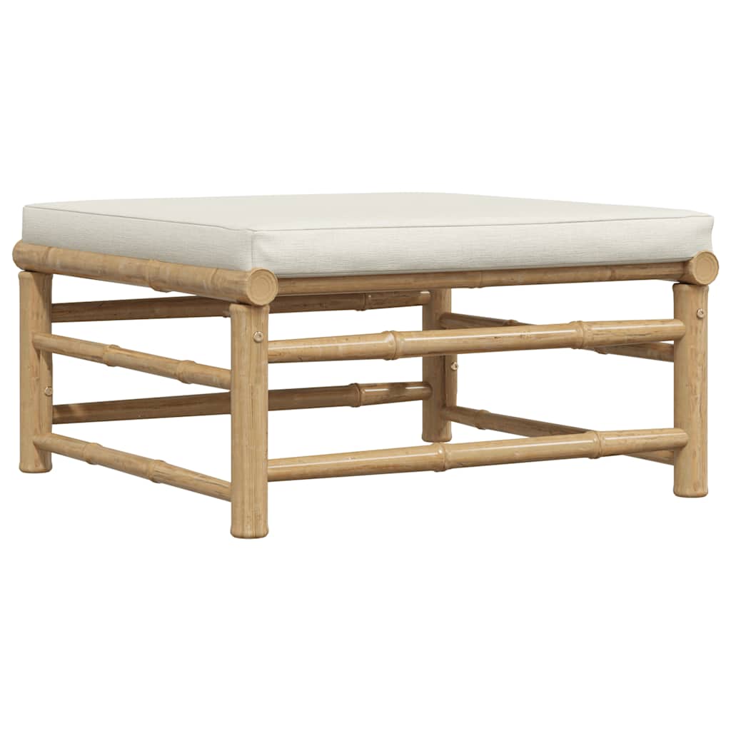 Set Divani da Giardino 3 pz con Cuscini Bianco Crema in Bambù | homemem39