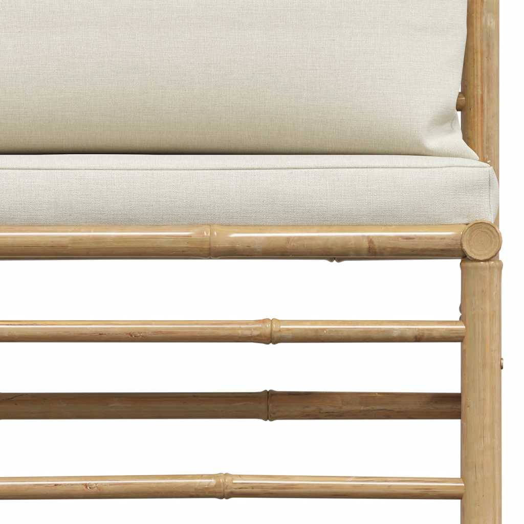 Set Divani da Giardino 2 pz con Cuscini Bianco Crema in Bambù - homemem39