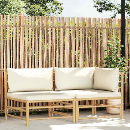 Set Divani da Giardino 2 pz con Cuscini in Bambù