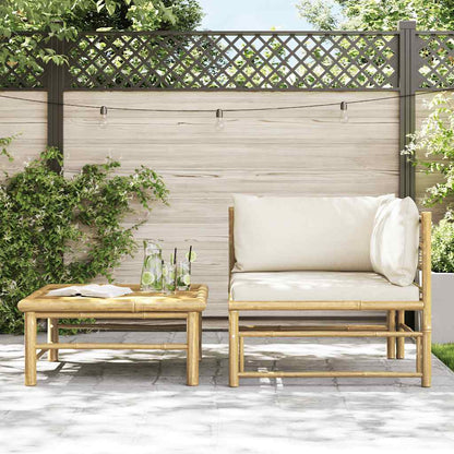 Set Divani da Giardino 2 pz con Cuscini Bianco Crema in Bambù - homemem39