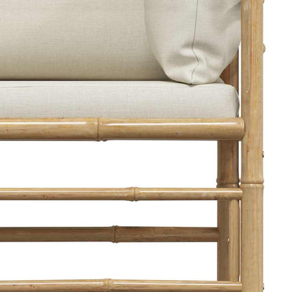 Set Divani da Giardino 2 pz con Cuscini Bianco Crema in Bambù