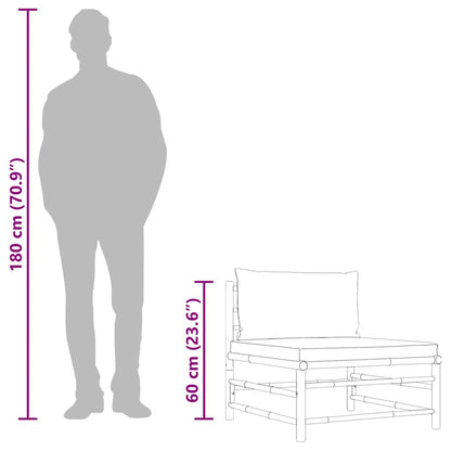 Divano Centrale da Giardino con Cuscini Bianco Crema in Bambù - homemem39