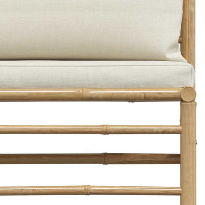 Divano Centrale da Giardino con Cuscini Bianco Crema in Bambù - homemem39