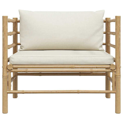 Divano da Giardino con Cuscini Bianco Crema in Bambù | homemem39