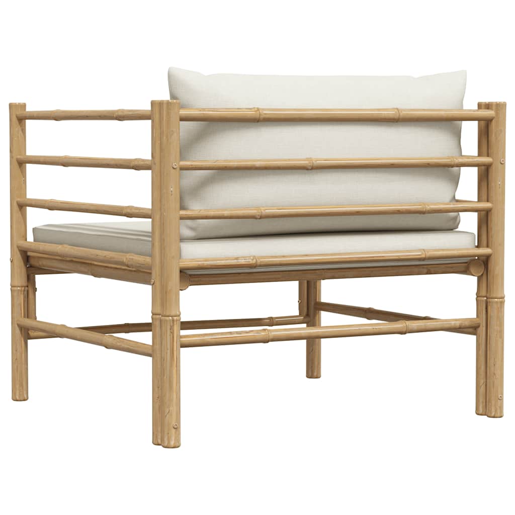 Divano da Giardino con Cuscini Bianco Crema in Bambù | homemem39