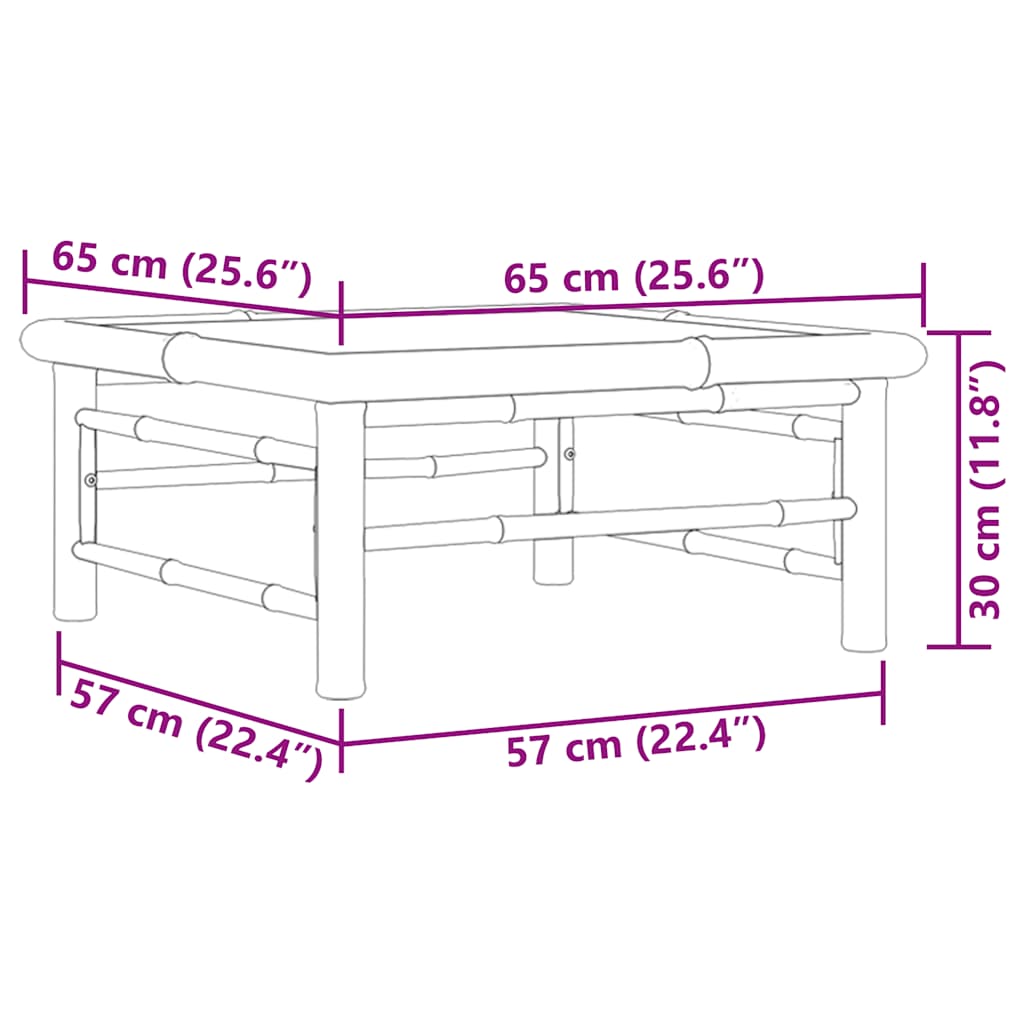 Tavolo da Giardino 65x65x30 cm in Bambù - homemem39
