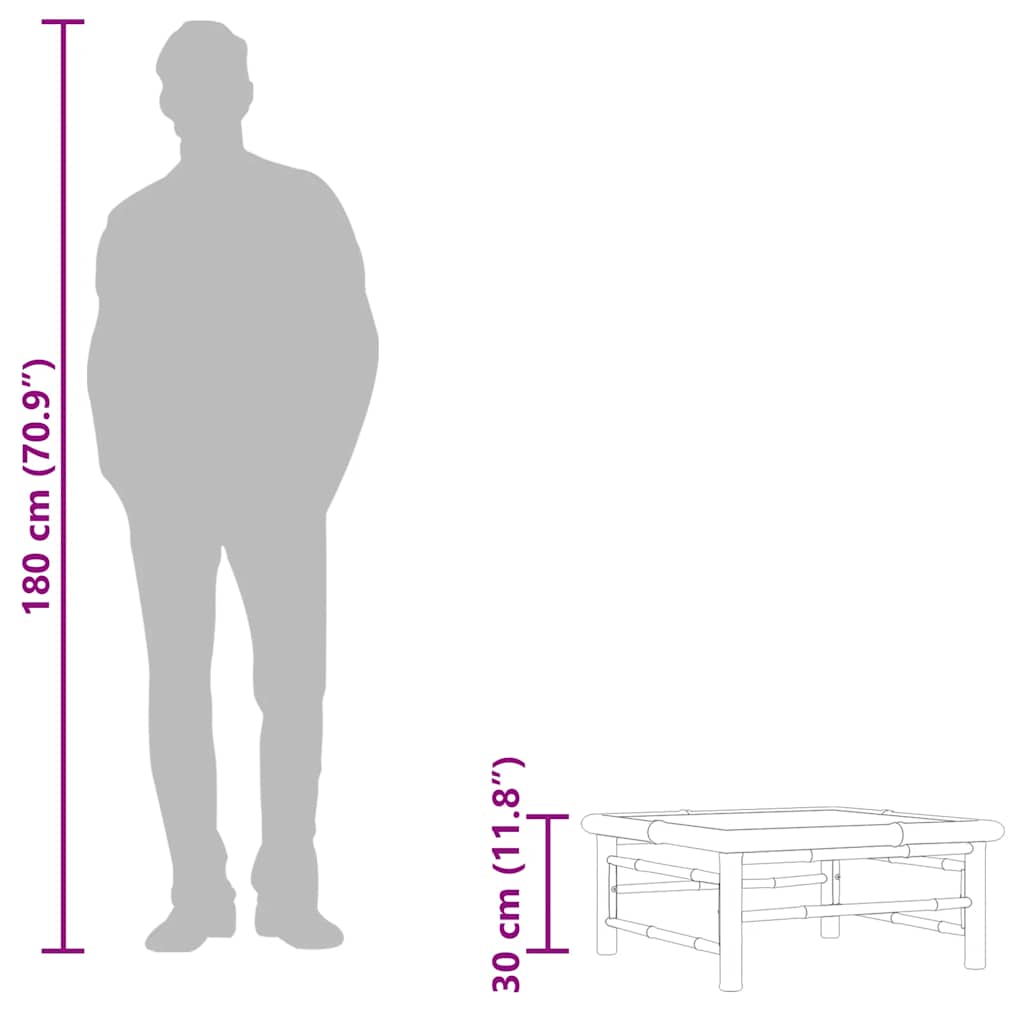 Tavolo da Giardino 65x65x30 cm in Bambù - homemem39