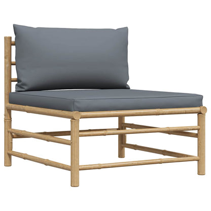 Set Divani da Giardino 3 pz con Cuscini Grigio Scuro in Bambù | homemem39