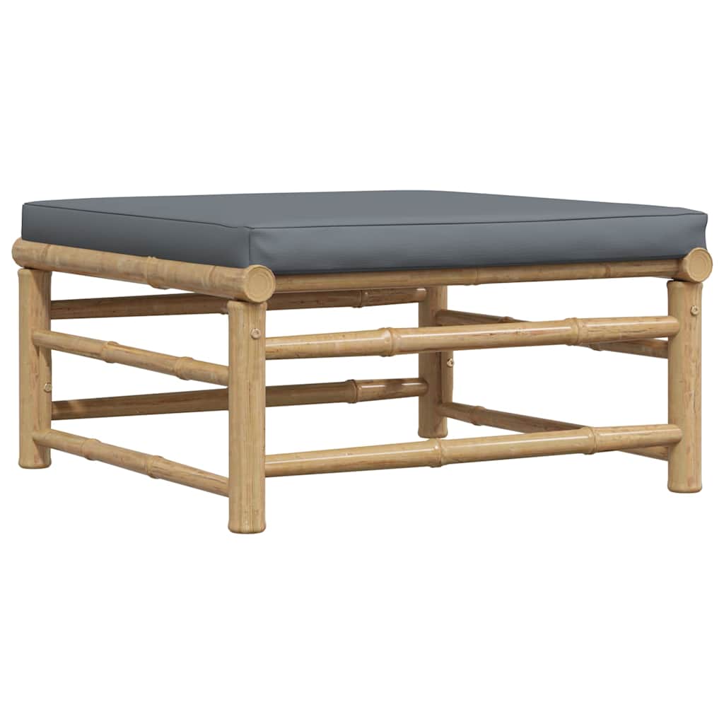 Set Divani da Giardino 3 pz con Cuscini Grigio Scuro in Bambù | homemem39