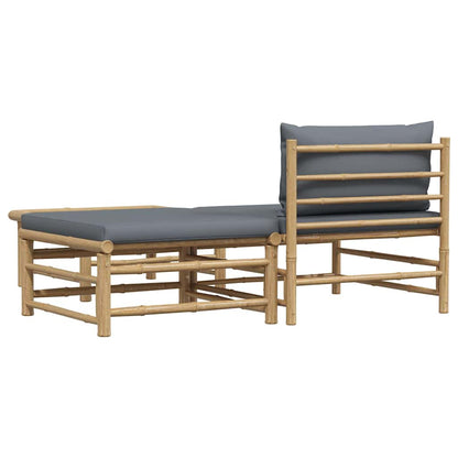 Set Divani da Giardino 3 pz con Cuscini Grigio Scuro in Bambù | homemem39