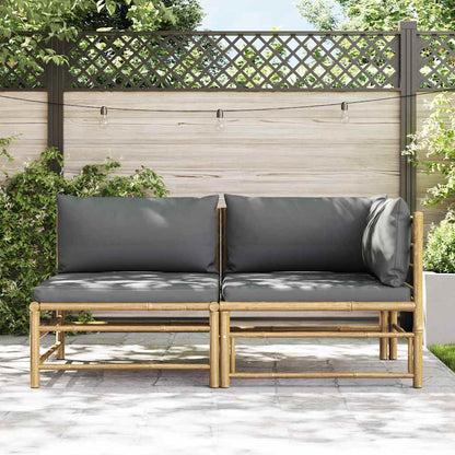 Set Divani da Giardino 2 pz con Cuscini in Bambù