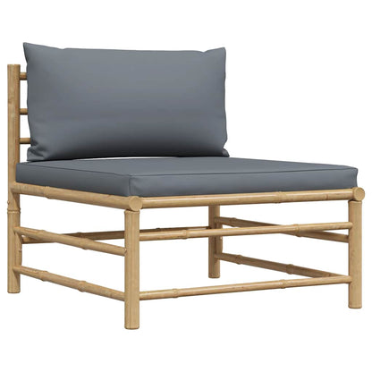 Set Divani da Giardino 2 pz con Cuscini Grigio Scuro in Bambù | homemem39