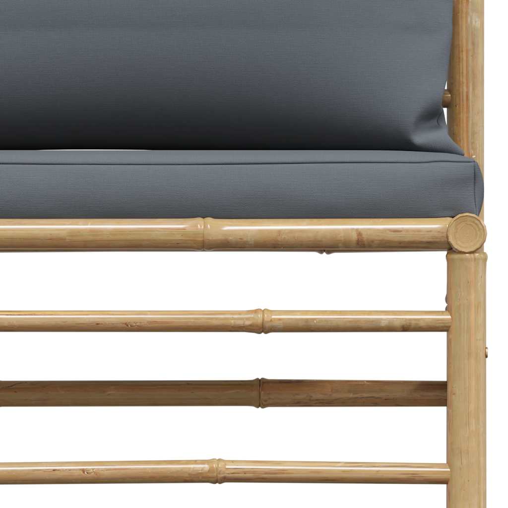 Set Divani da Giardino 2 pz con Cuscini Grigio Scuro in Bambù | homemem39