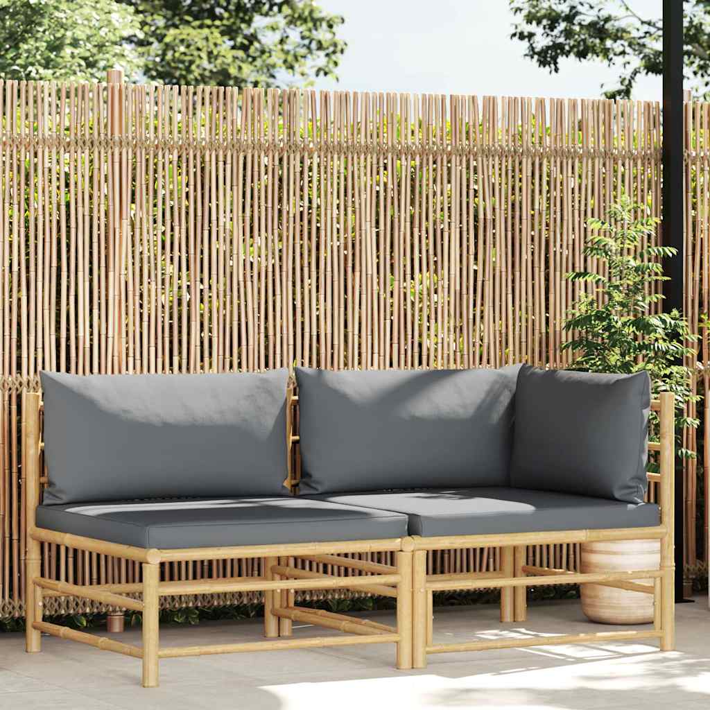 Set Divani da Giardino 2 pz con Cuscini in Bambù