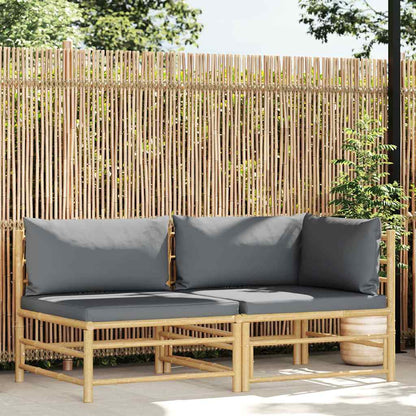 Set Divani da Giardino 2 pz con Cuscini in Bambù