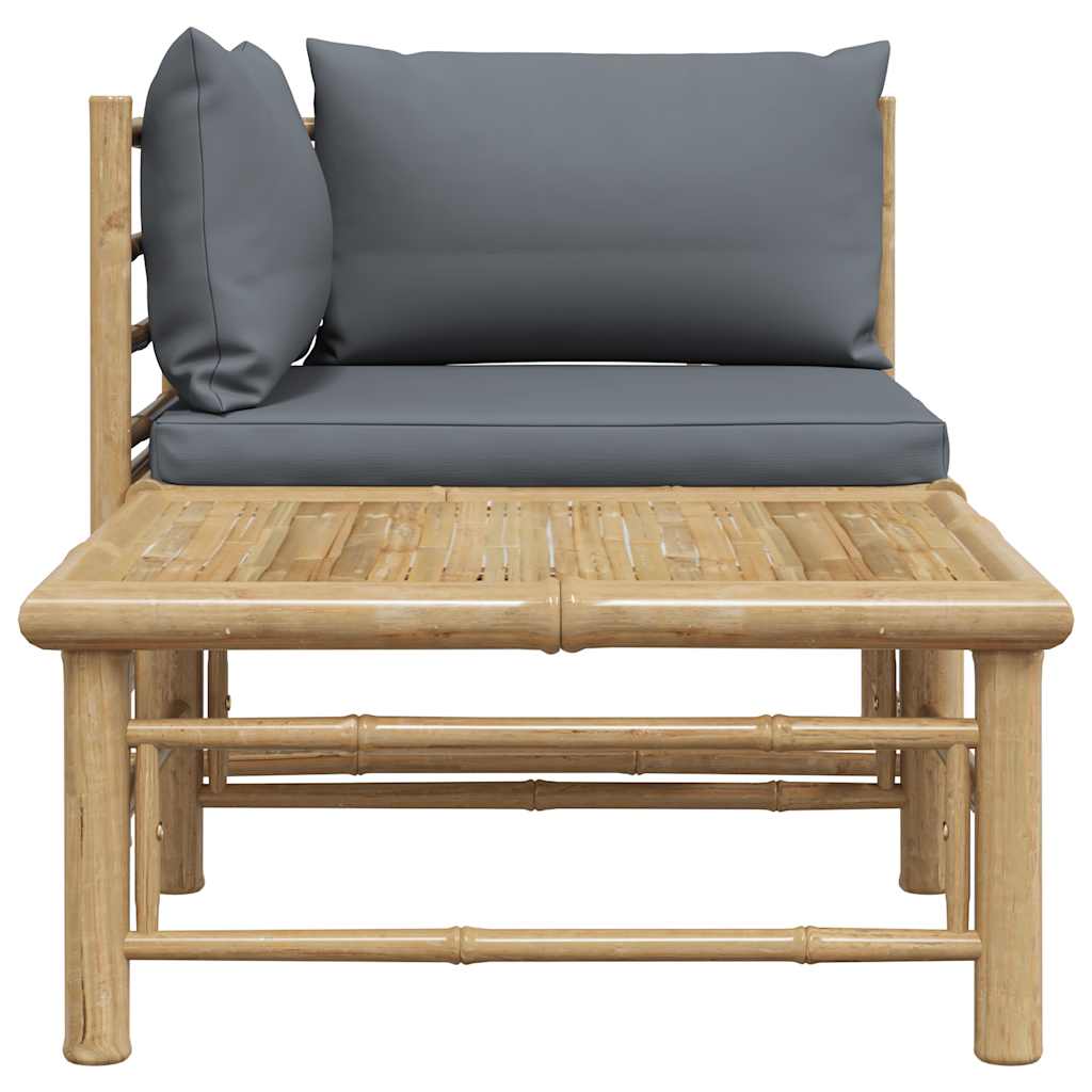 Set Divani da Giardino 2 pz con Cuscini Grigio Scuro in Bambù - homemem39