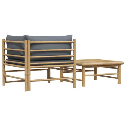 Set Divani da Giardino 2 pz con Cuscini in Bambù