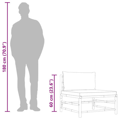 Divano Centrale da Giardino con Cuscini Grigio Scuro in Bambù - homemem39