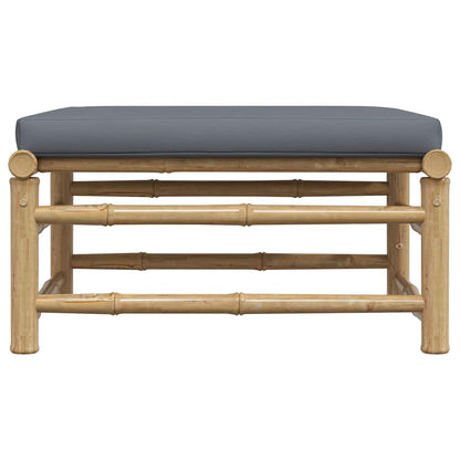 Poggiapiedi da Giardino con Cuscini Grigio Scuro in Bambù - homemem39