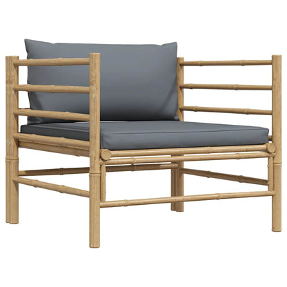 Divano da Giardino con Cuscini Grigio Scuro in Bambù - homemem39