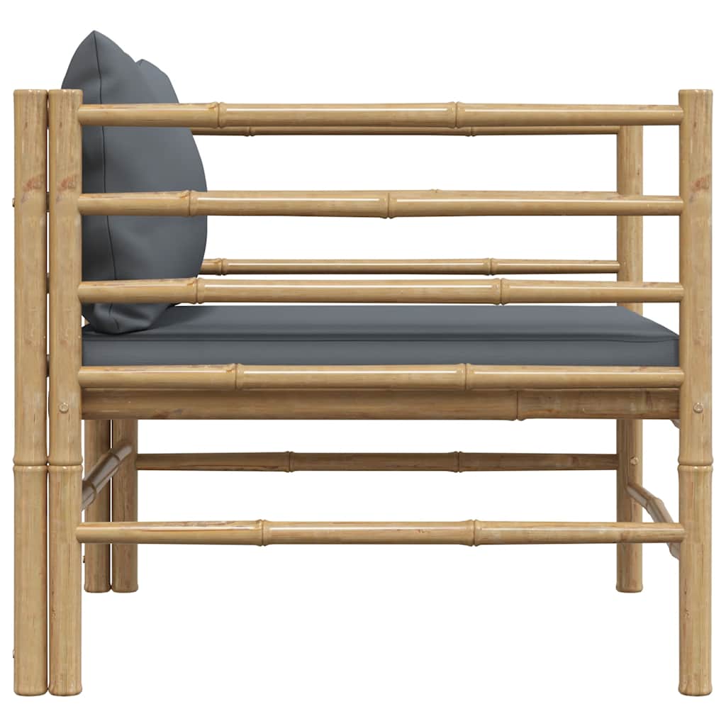 Divano da Giardino con Cuscini Grigio Scuro in Bambù - homemem39