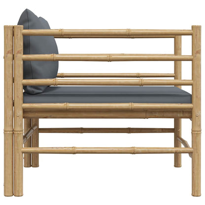 Divano da Giardino con Cuscini Grigio Scuro in Bambù - homemem39