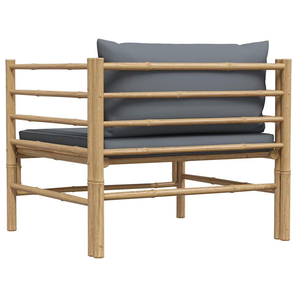 Divano da Giardino con Cuscini Grigio Scuro in Bambù - homemem39