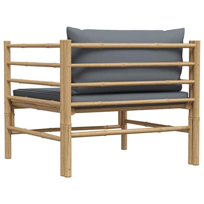 Divano da Giardino con Cuscini Grigio Scuro in Bambù - homemem39