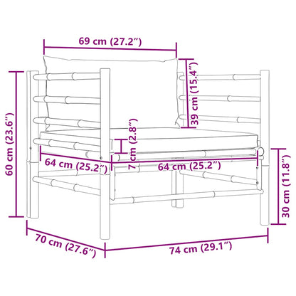 Divano da Giardino con Cuscini Grigio Scuro in Bambù - homemem39