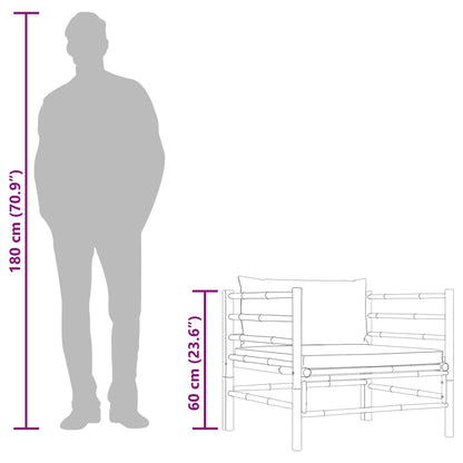 Divano da Giardino con Cuscini Grigio Scuro in Bambù - homemem39