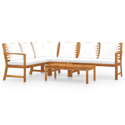 Set Divani da Giardino 5 pz con Cuscini Crema in Legno Acacia - homemem39
