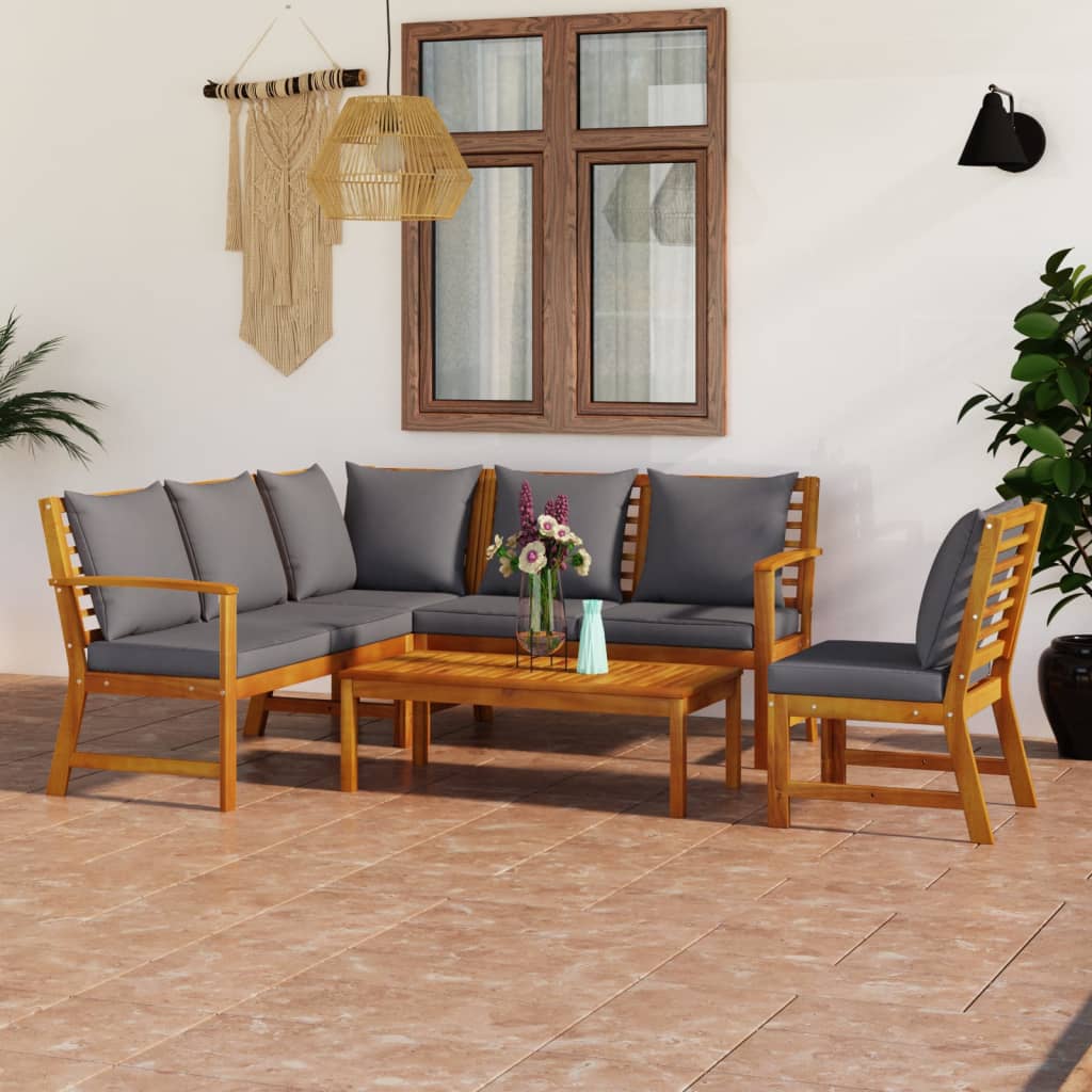 Set Divani da Giardino 5 pz con Cuscini in Massello di Acacia - homemem39