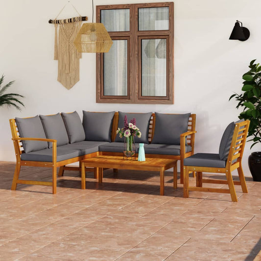 Set Divani da Giardino 5 pz con Cuscini in Massello di Acacia - homemem39