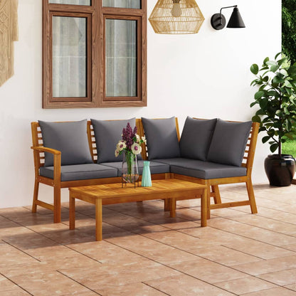 Set Divani da Giardino 4 pz con Cuscini in Massello di Acacia - homemem39
